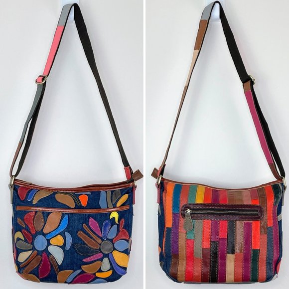 Ameri Leather Bags Ameri Leather Colorful Leather Patchwork Flower